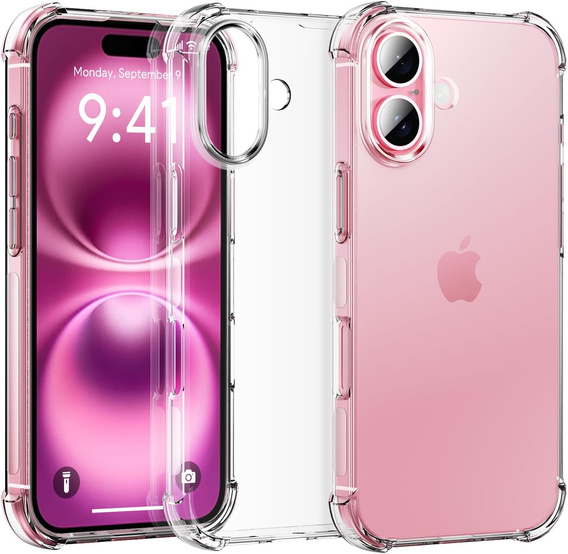 Θήκη για iPhone 16 Plus, Erbord Dropproof, διαφανής + γυαλί