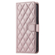 θήκη πτερύγιο για Samsung Galaxy S25 FE, Rhombus Crossbody Leather, ροζ rose gold
