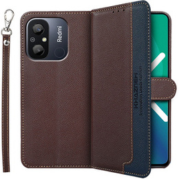 Θήκη με πτερύγιο για Xiaomi Redmi 12C, KHAZNEH RFID, καφέ / μπλε