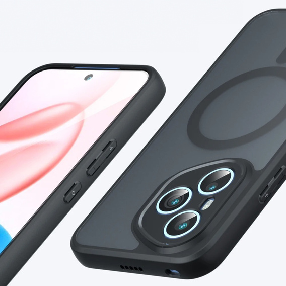 Θήκη για Honor 400 Pro 5G, για MagSafe, ERBORD Μatt Case, μαύρη + Γυαλί οθόνης