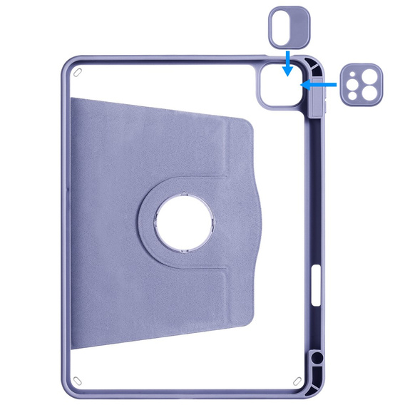 Θήκη για iPad Pro 11" 2022/2021/2020 (4/3/2 gen.), με υποδοχή γραφίδας, περιστρεφόμενη κατά 360°, μωβ