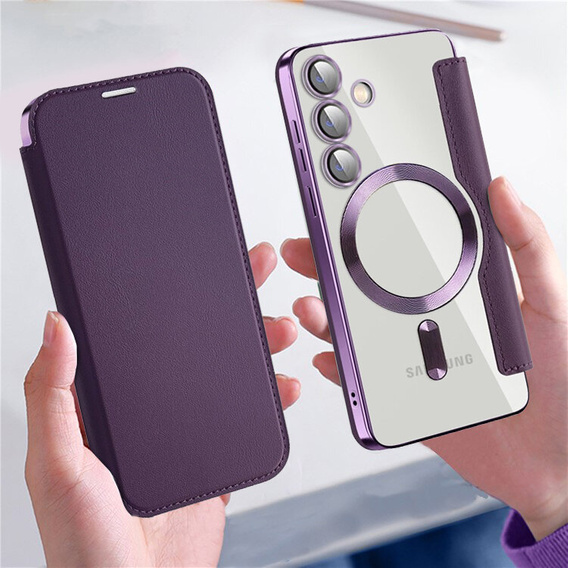Θήκη με πτερύγιο για Samsung Galaxy S24+ Plus, RFID Wallet MagSafe CamShield, μωβ
