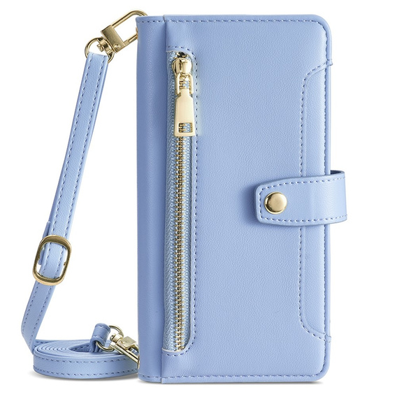 Θήκη με πτερύγιο για Motorola Moto G54 5G, Wallet Zipper Pocket, μπλε