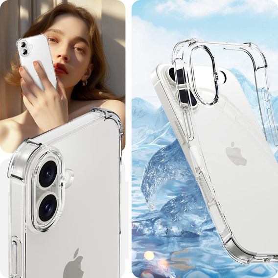 Θήκη για iPhone 16, Erbord Dropproof, διαφανής + γυαλί