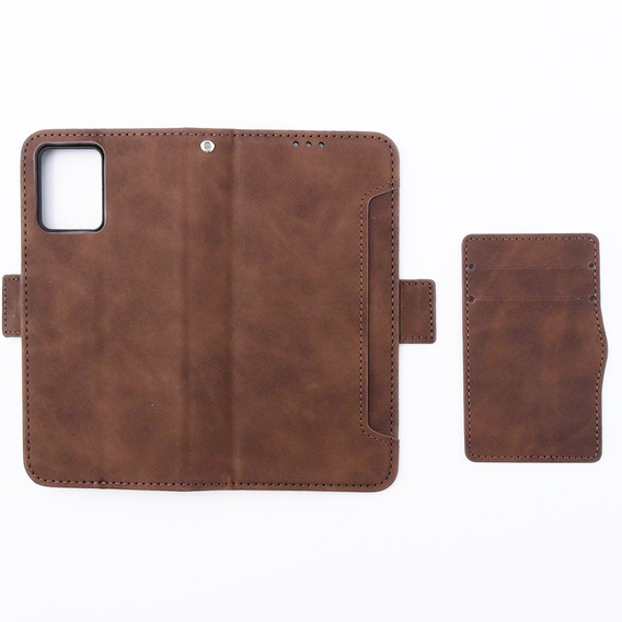 Θήκη με πτερύγιο για Motorola Moto G54 5G, Card Slot, καφέ