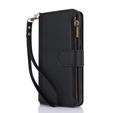 Θήκη με πτερύγιο για Samsung Galaxy S24, Wallet Zipper Pocket RFID, με ιμάντα ώμου, μαύρη