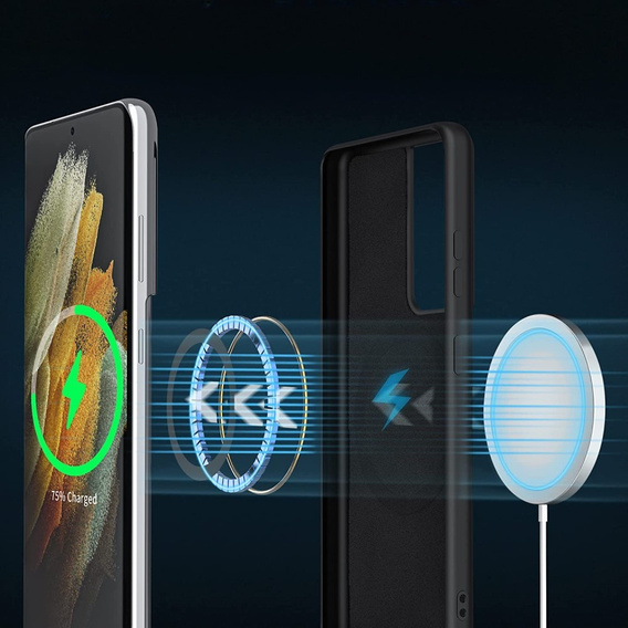 Θήκη για Samsung Galaxy S21 Ultra, Silicone MagSafe, μαύρη