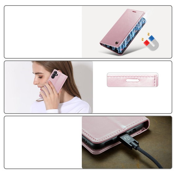 θήκη CASEME για Samsung Galaxy A14 5G, Waxy Textured, ροζ