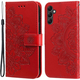 Θήκη με πτερύγιο για Samsung Galaxy A14 4G/5G, Mandala Flower, κόκκινη