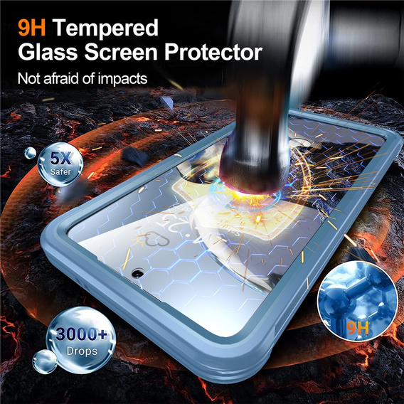 Θήκη για Samsung Galaxy S25 FE, Shockproof, με γυαλί, για MagSafe, μπλε