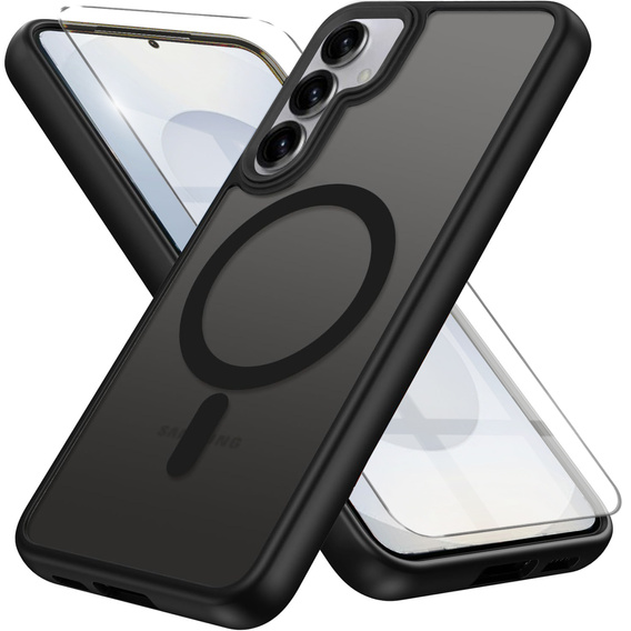 Θήκη για Samsung Galaxy S25 / S24, για MagSafe, ERBORD Μatt Case, μαύρη + Γυαλί οθόνης