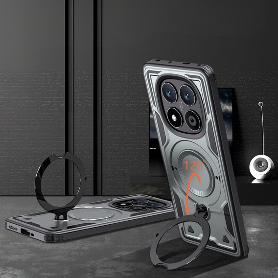 Θήκη για Xiaomi Redmi Note 14 Pro 5G /  Poco X7 5G, Στρατιωτικό MagSafe, γκρι + γυαλί 9H