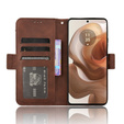 Θήκη με πτερύγιο για Motorola Edge 50 Ultra, Card Slot, καφέ