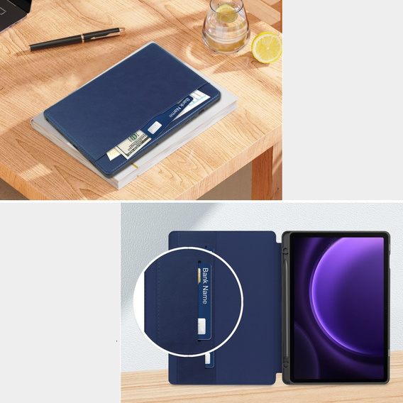 Θήκη για Samsung Galaxy Tab S10 Lite / S10 FE / S9 FE, Business Card and Pen Slot, μπλε