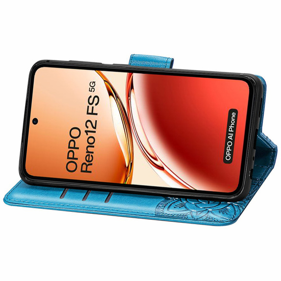 Θήκη με πτερύγιο για Oppo Reno 12FS / 12F, Butterfly, μπλε