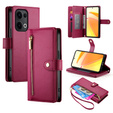 Θήκη με πτερύγιο για Oppo Reno 13 5G, Wallet Zipper Pocket, κόκκινη