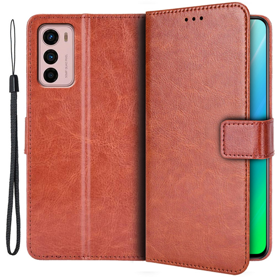 Θήκη με πτερύγιο για Motorola Moto G42 4G, Crazy Horse Wallet, καφέ