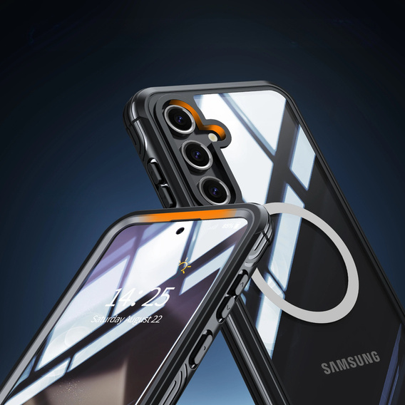 Θήκη για Samsung Galaxy S24 FE, Shockproof, με γυαλί, για MagSafe, μαύρη