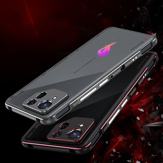 Θήκη για ASUS ROG Phone 8 Pro, Armor Bumper, με κάλυμμα φακού, μαύρο / κόκκινο