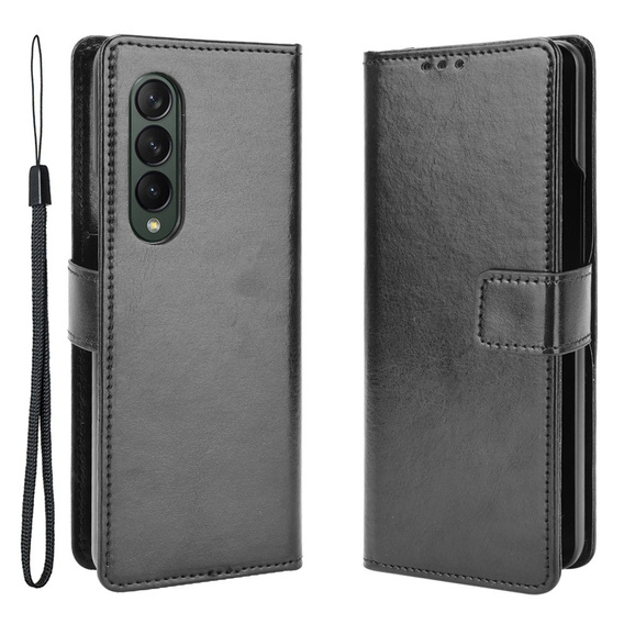 Θήκη με πτερύγιο για Samsung Galaxy Z Fold3 5G, Crazy Horse Wallet, μαύρη
