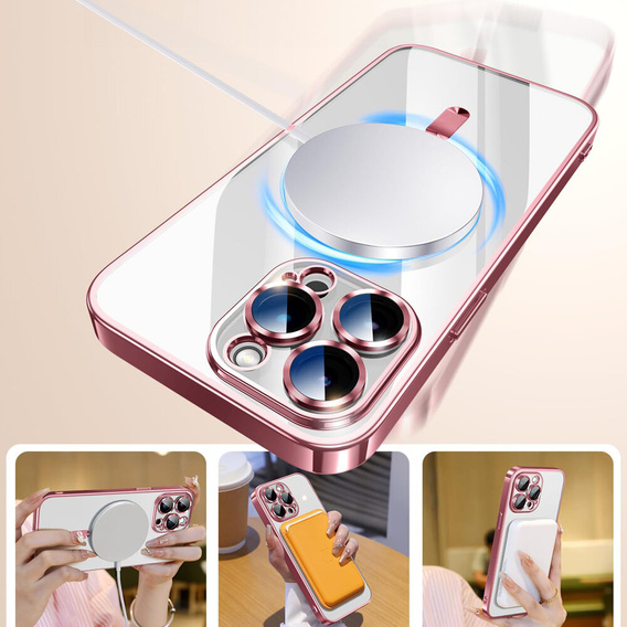 Θήκη για iPhone 16 Pro, Electro MagSafe, ροζ + Γυαλί για την οθόνη