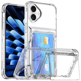 Θήκη για iPhone 16 Plus, Card Holder Kickstand, διαφανής