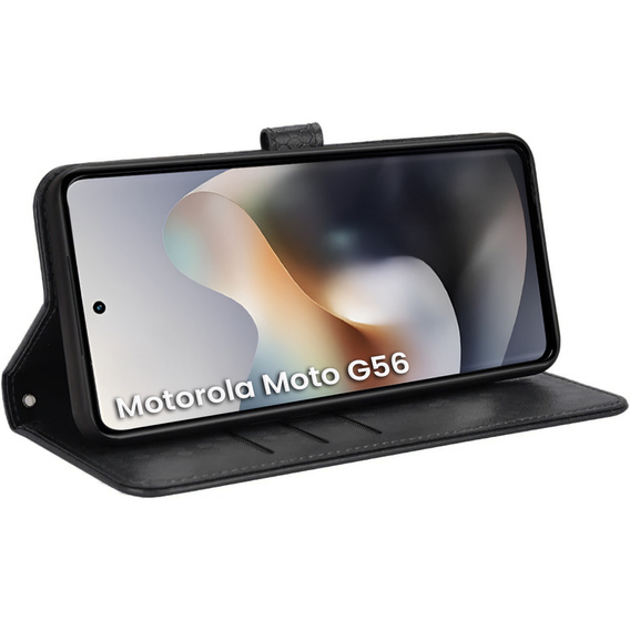 θήκη πτερύγιο για Motorola Moto G56 5G, Wallet Rhombus, μαύρη