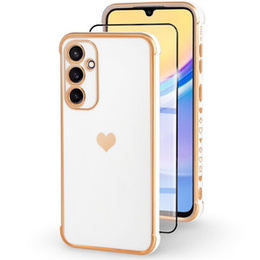 Θήκη για Samsung Galaxy A15 4G / 5G, Electro heart, λευκή + Full Glue Ceramic Glass