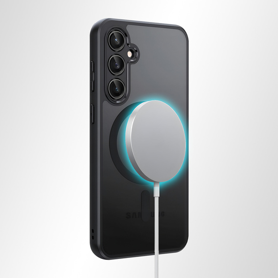 Θήκη για Samsung Galaxy A15, για MagSafe, ERBORD Μatt Case, μαύρη + Γυαλί οθόνης