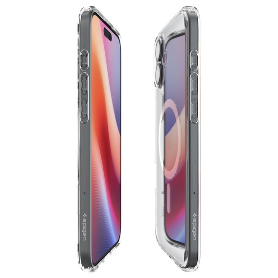 Θήκη MagSafe Spigen για iPhone 16 Plus, Ultra Hybrid, διαφανής / λευκή + Μετριασμένο γυαλί 9H