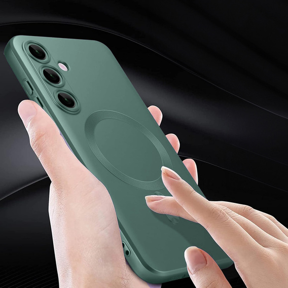 Θήκη για Samsung Galaxy A36, ColorMag, για MagSafe, πράσινη + γυαλί 9H, μετριασμένο