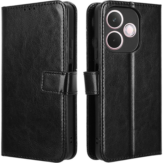 Θήκη με πτερύγιο για Oppo A5 Pro 5G, Crazy Horse Wallet, μαύρη