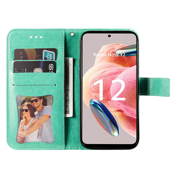 Θήκη με πτερύγιο για Xiaomi Redmi Note 12 4G, Mandala Flower, πράσινη