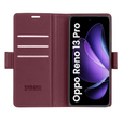 Θήκη για Oppo Reno 13 Pro, ERBORD Glossy Litchi, πορτοφόλι με πτερύγιο, κόκκινη