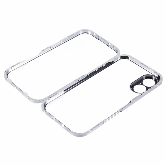 θήκη για το iPhone 16, Magnetic Dual Glass, ασημένια
