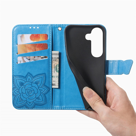 Θήκη με πτυσσόμενο καπάκι Butterfly για Samsung Galaxy A57 5G, μπλε