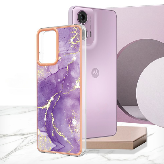 Προστατευτική θήκη για Motorola Moto G24 / G24 Power / G04, Marble Slim Case, σκούρο μωβ