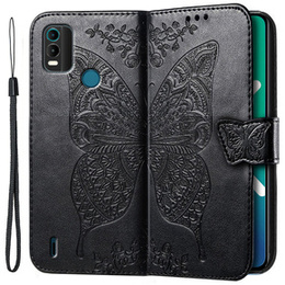 Θήκη με πτερύγιο για Nokia C21 Plus, Butterfly, μαύρη