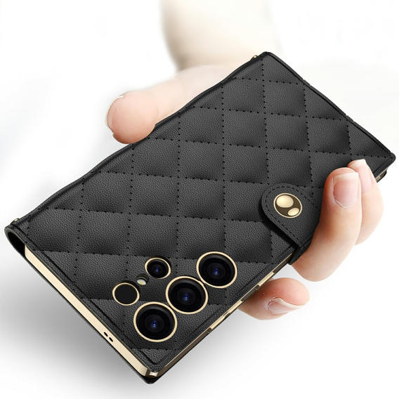 Αναδιπλούμενη θήκη για Samsung Galaxy S23 Ultra, GKK Mirror Wallet, μαύρη