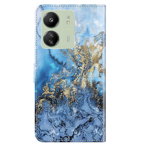 Θήκη με πτερύγιο για Xiaomi Redmi 13C / Poco C65, Wallet, Marble μπλε