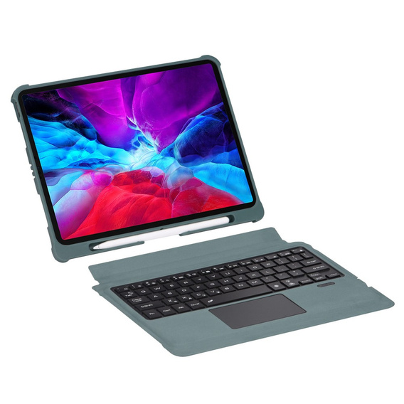 Θήκη + πληκτρολόγιο iPad Air 10.9 4 2020 / 5 2022, TouchPad Pen Slot, πράσινη