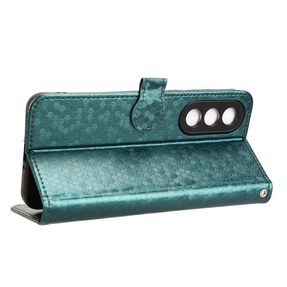 θήκη πτερύγιο για OnePlus Nord 5, Wallet Rhombus, πράσινη