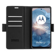 Θήκη για Motorola Moto G24 Power, ERBORD Glossy Litchi, πορτοφόλι με πτερύγιο, μαύρη