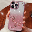 Θήκη για iPhone 16 Pro Max, Glitter Flower, ροζ rose gold