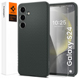 θήκη Spigen για Samsung Galaxy S24, Liquid Air, πράσινη + μετριασμένο γυαλί 9H