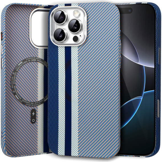 Θήκη για iPhone 16 Pro, ανθρακονήματα MagSafe, μπλε