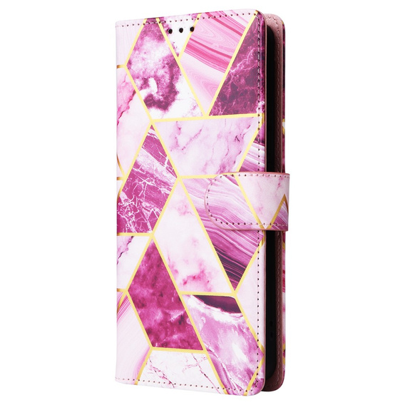 Θήκη με πτερύγιο για Xiaomi Redmi Note 13 Pro 4G / Xiaomi Redmi Note 14S / Xiaomi Poco M6 Pro 4G, Wallet, Marble μωβ