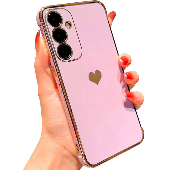 Θήκη για Samsung Galaxy A35 5G, Electro heart, μωβ + Full Glue Ceramic Glass