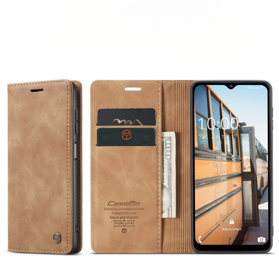 θήκη CASEME για Samsung Galaxy M33 5G, Leather Wallet Case, καφέ