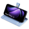 Θήκη με πτερύγιο για Oppo Reno 13, Wallet Zipper Pocket, μπλε